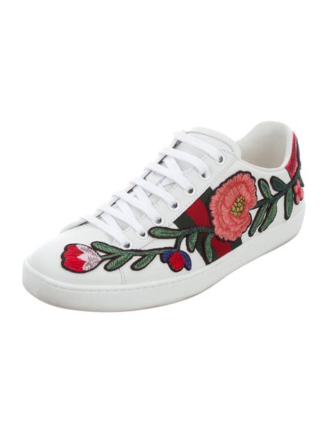 gucci womens shoe with flower|Gucci ace sneakers floral.